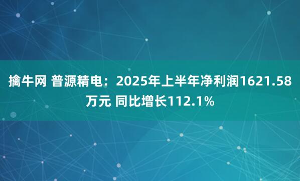 擒牛网 普源精电：2025年上半年净利润1621.58万元 同比增长112.1%