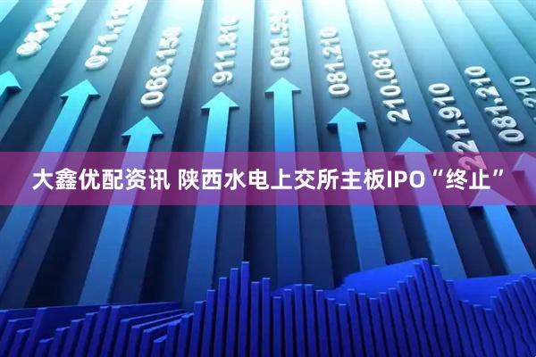 大鑫优配资讯 陕西水电上交所主板IPO“终止”