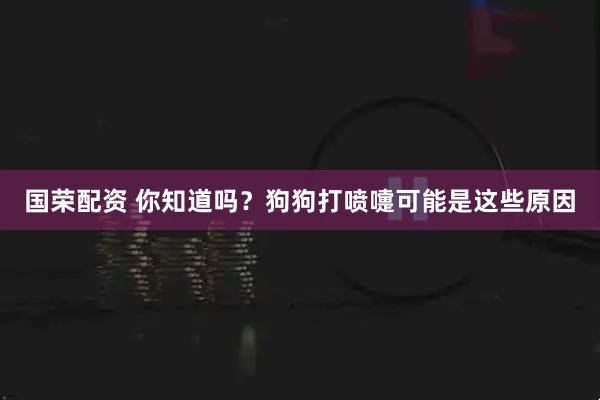 国荣配资 你知道吗？狗狗打喷嚏可能是这些原因